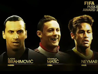 FIFA公布年度最佳进球候选 伊布PK内马尔马蒂