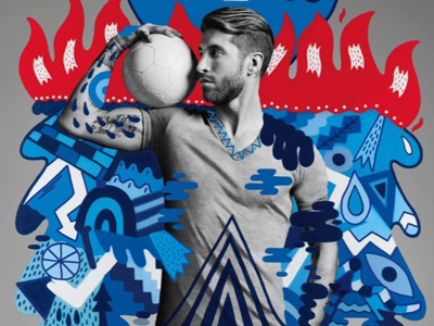 6大巨星世界杯宣传照 拉莫斯范佩西型男PK|拉