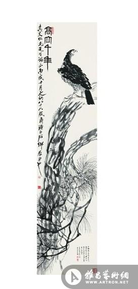 在2013年7月举行的朵云轩春拍会上，齐白石作品《高立千年》以8050万元成交。