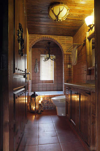 卫浴空间复古风潮原木质感元素带你重回自然空间