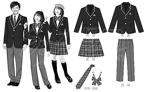 烟台开发区高中生穿上七件套韩版校服(图)