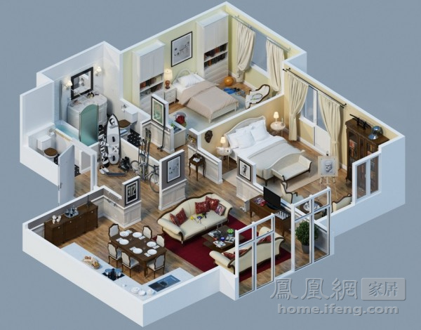 有趣的3d家居建模 一目了然的家居陈设案例