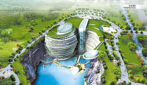 近日记者获悉,上海天马山深坑酒店即将开工,这是世界上首个建设于坑内