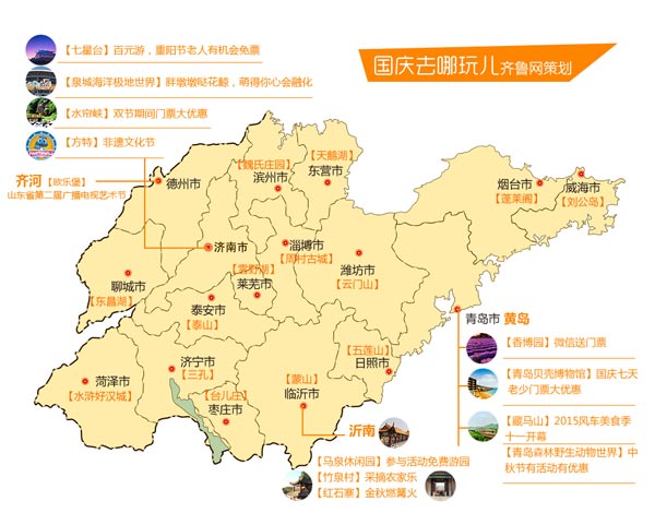 国庆哪玩齐鲁网特别策划山东游玩地图