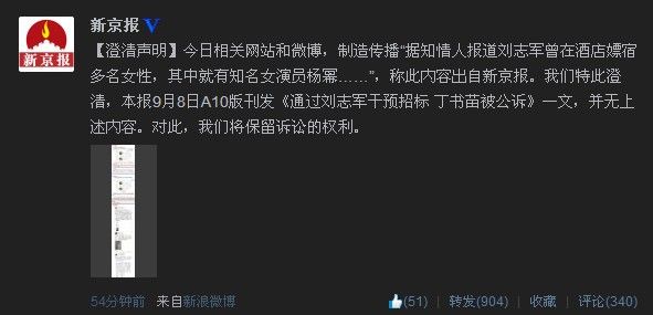 杨幂否认牵涉潜规则门 发声明:恶意诽谤 将法律