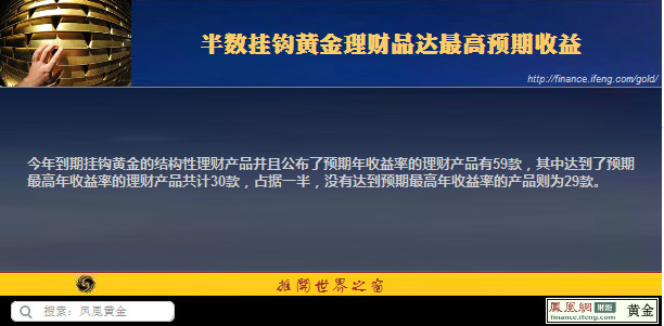 集体看空黄金 半数挂钩黄金理财品达最高预期