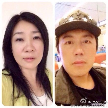 萧十一郎(左)在微博放上和张宇的照片,网友称赞有夫妻脸.