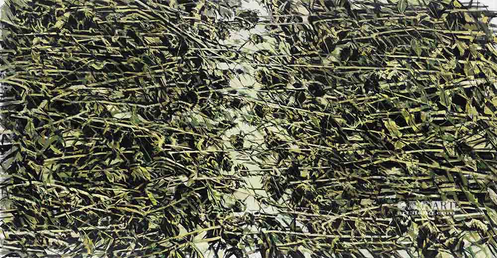 许江作品：东方葵，断壑，油画，280cm×540cm