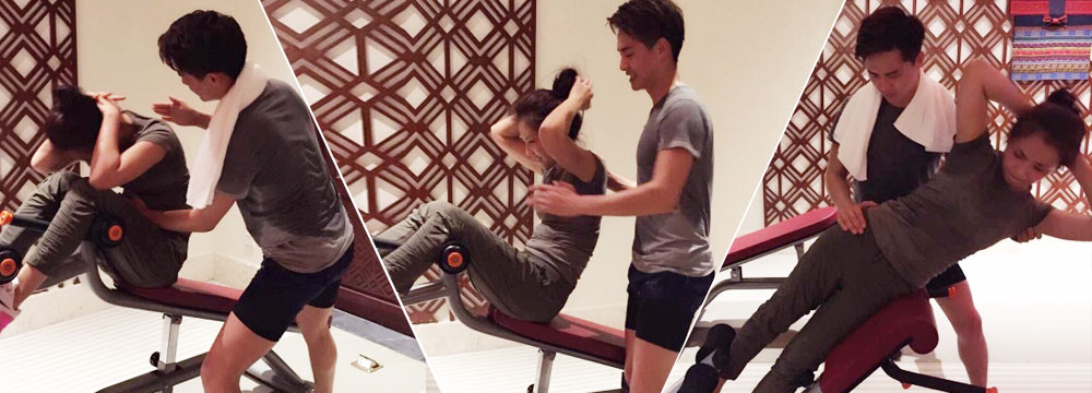 刘涛健身马天宇贴身指导 二人汗流浃背