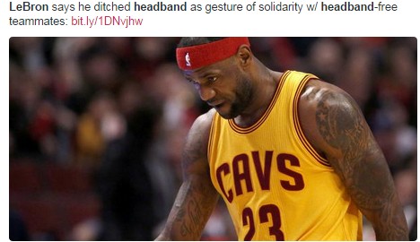 詹姆斯解释为何不戴发带:队友都不戴 想和他们