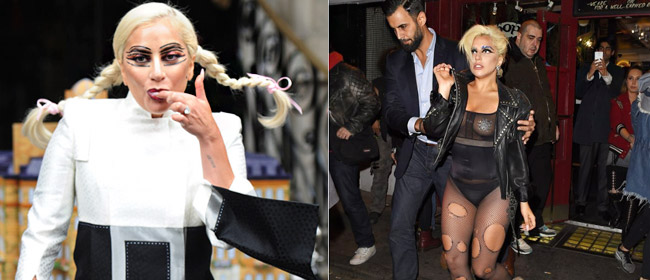 Lady Gaga伦敦连续两天造型雷人 翘天辫变妖冶老妪