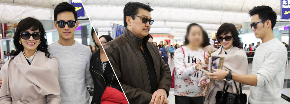 赵雅芝一家三口合体现身 高颜值抢镜 
