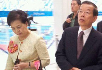 谢长廷夫妇10月7日在北京照片