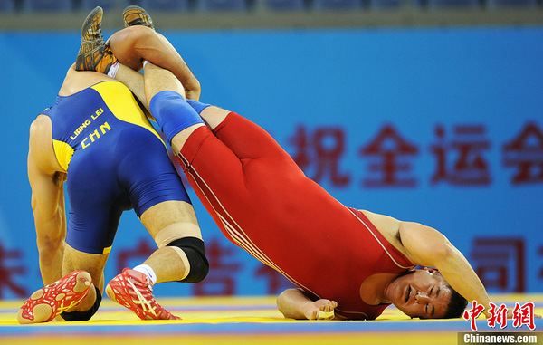 全运会男子自由式摔跤120公斤级 山西选手梁磊