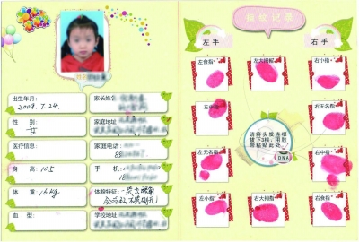 “身份识别卡”内页