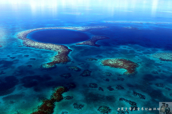 航拍全球最大水下洞穴---伯利兹大蓝洞