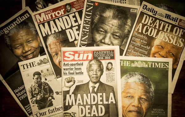 报纸头版刊登曼德拉去世消息【高清】|曼德拉
