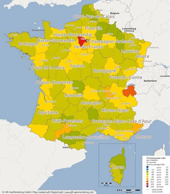 法国购买力进入欧洲前十 达每人每年两万欧元