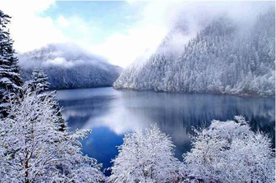 到银装素裹的九寨沟赏雪景(组图)|瀑布|九寨沟