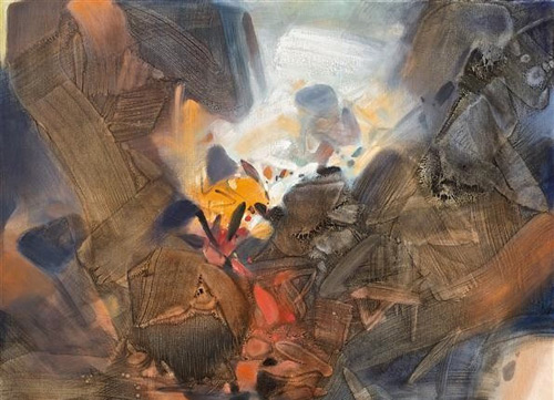 朱德群（1920年生）《创世纪》，1993年作，油彩画布，130.2x162.2公分