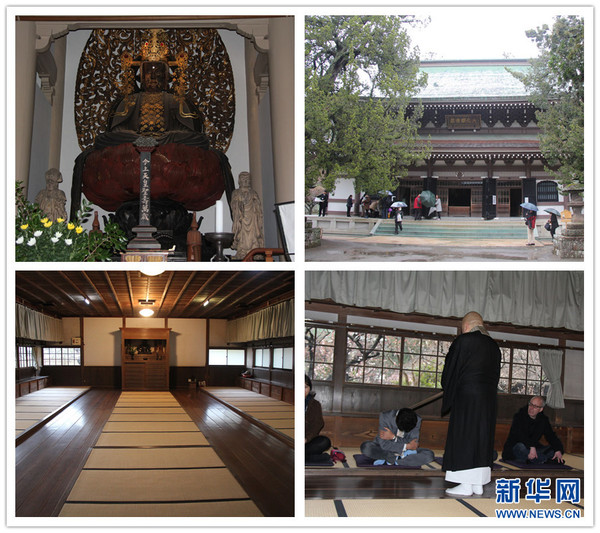 圆觉寺，禅堂（左下）与坐禅会（右下）（拼图 蓝建中摄）