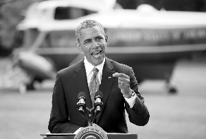　　6月13日，美国总统奥巴马在华盛顿白宫发表讲话新华社/路透