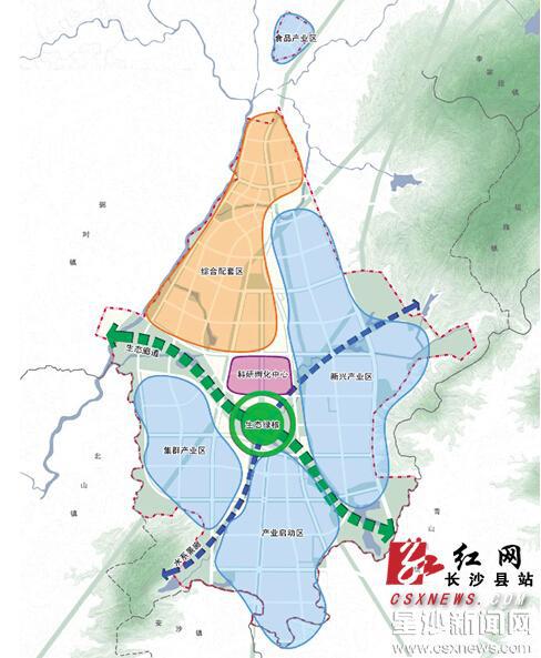 一核一心 两廊四驱点绿长沙经开区汨罗产业园