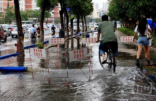 排水人员正在抢修金星立交桥排水系统