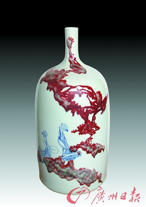 書道具 中国陶器 景徳鎮 筆立 2種