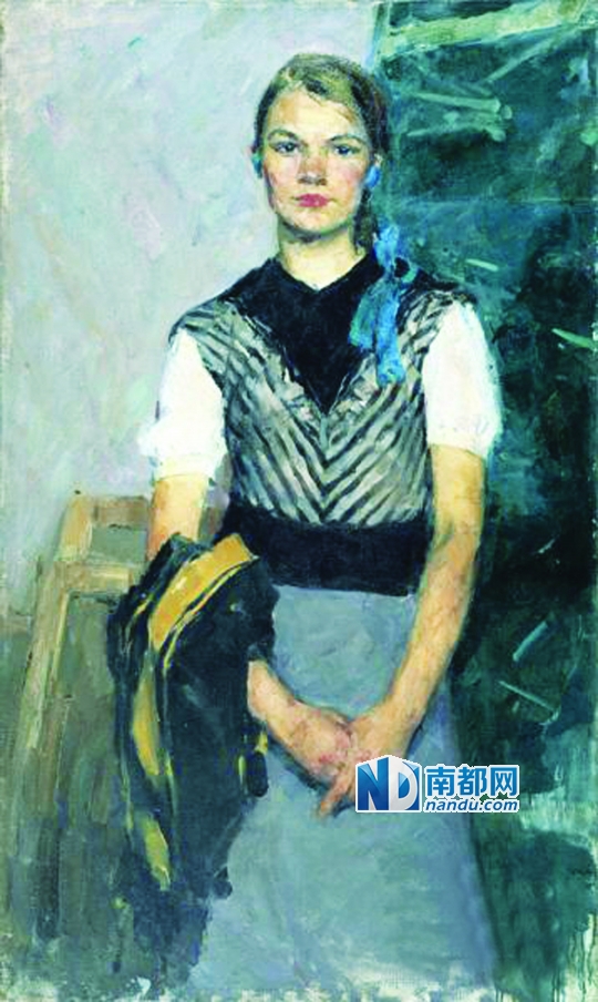 全山石留苏时期油画《女大学生》。