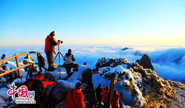 中国黄山冬季绝美风光。