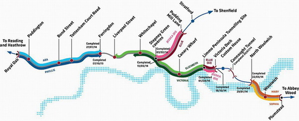 伦敦城铁项目将通过40个车站，从雷丁到希思罗全长100多公里。（网页截图）