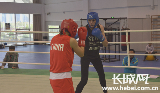 中英拳击高手聚迁安 热身世界青少年女子拳击