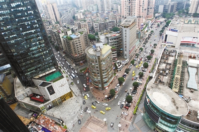 空中俯瞰观音桥商圈。