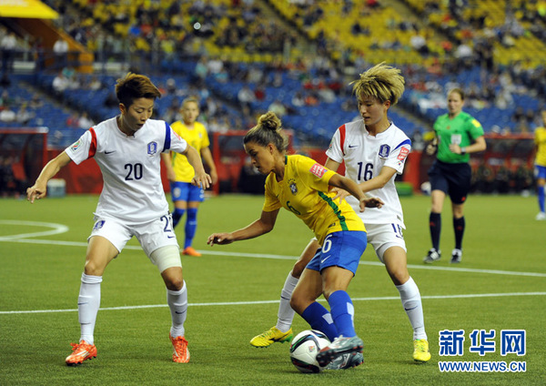 2015女足世界杯赛小组赛:巴西胜韩国|巴西队|女