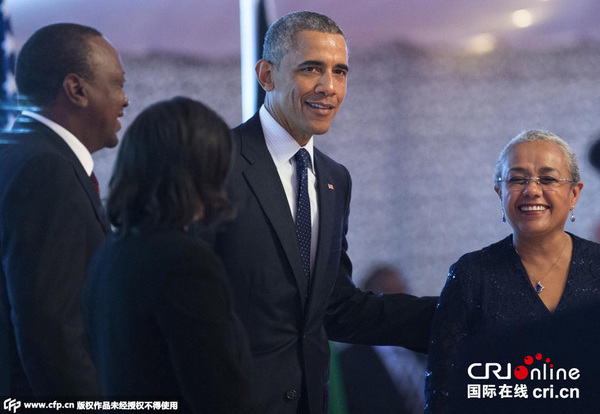 　　当地时间2015年7月25日，肯尼亚内罗毕，肯尼亚总统乌呼鲁肯雅塔设国宴欢迎美国总统奥巴马。图片来源：CFP