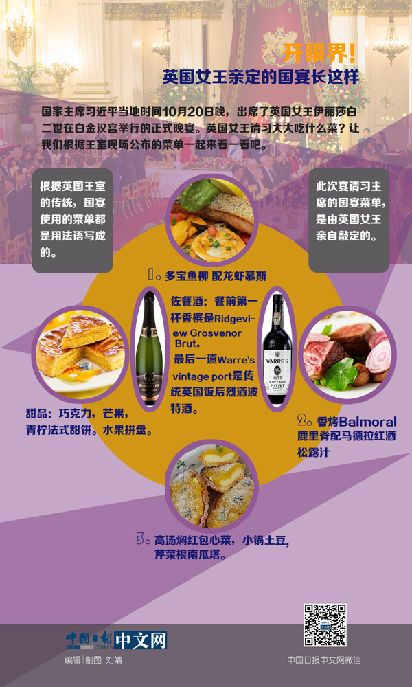 图说天下：开眼界！英国女王宴请习大大吃哪些菜？