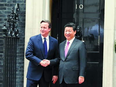 当地时间10月21日，国家主席习近平在伦敦唐宁街首相府同英国首相卡梅伦举行会谈。新华社记者鞠鹏摄