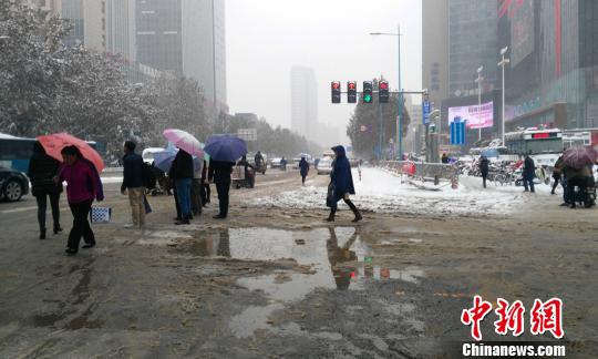郑州街头慢行的市民　董飞　摄