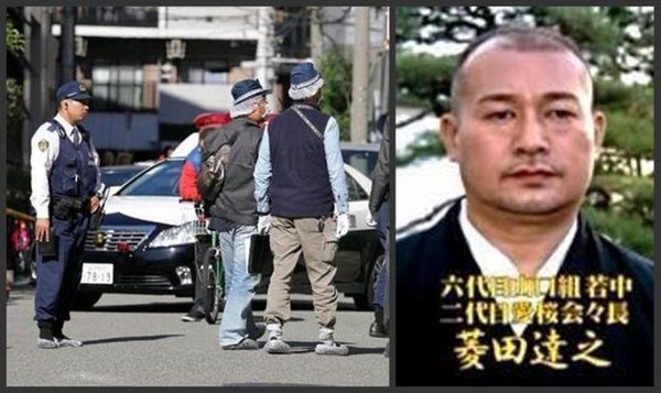 左图为“仓本组”前组长川地敏之自杀身亡事故现场；右图为遇害的“爱樱会”菱田达之会长。（网页截图）