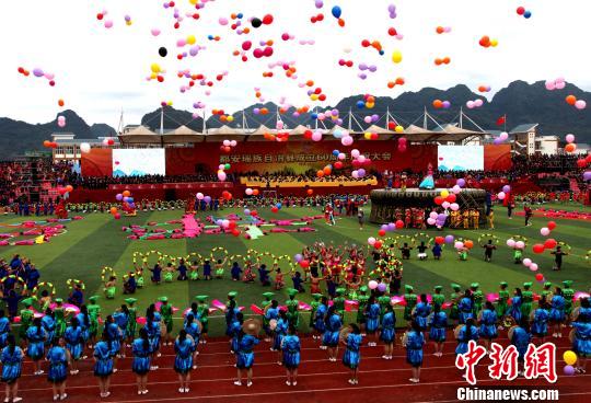 12月15日,广西都安瑶族自治县成立60周年庆祝大会现场。 杨志雄 摄