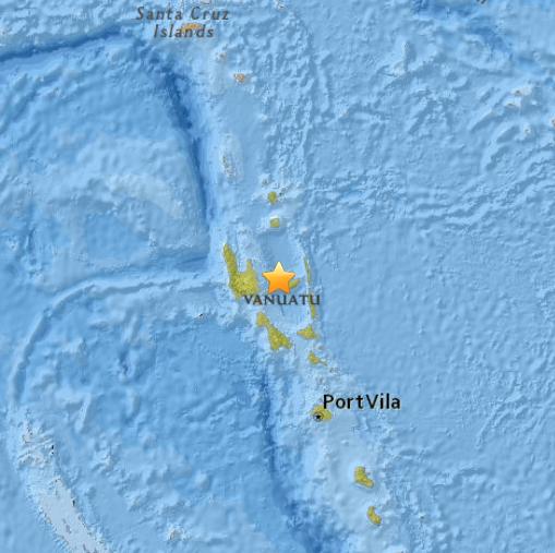 瓦努阿图海域发生5.1级地震 震源深度121.4公
