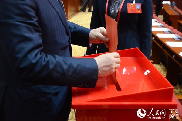 人大代表正在进行投票。