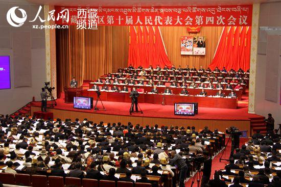 27日上午，西藏十届人大四次会议在拉萨开幕，图为会议现场。吴雨仁 摄