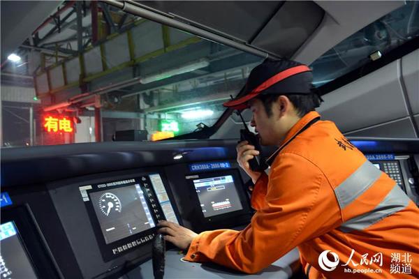 武汉铁路局武汉电务段职工正在检查列车运行区段标识。
