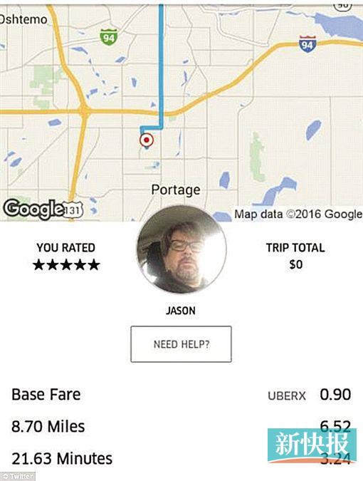 ■接单记录显示贾森在优步上的评分为五星。    (网络截图)