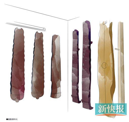 ●古琴半成品,按照古法制琴,一张琴制作的时间最快也要近一年;非常有经验的斫琴师或许能在同一时间里同时出几张琴。有时遇到很有潜力的琴材,一边琢磨一边制作,可能需要花上几年的工夫。