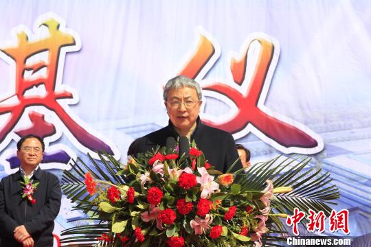 中国科学院院士、青海大学校长王光谦致辞。　张添福 摄
