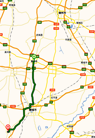 德上高速公路德州至夏津段，夏津至聊城段线路图