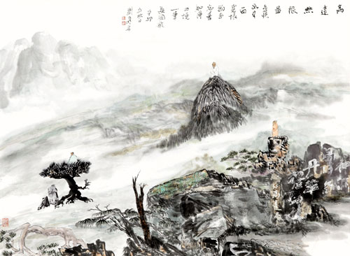 刘方明摩崖入画作品《高远无限图》。